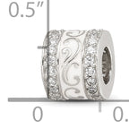 Sterling Silver Reflections White Enamel CZ Swirl Design Bead