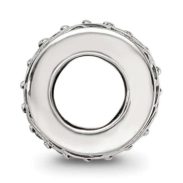 Sterling Silver Reflections CZ Antiqued Swirl Design Bead Secondary image