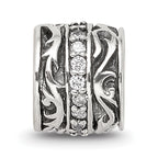 Sterling Silver Reflections CZ Antiqued Swirl Design Bead