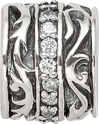 Sterling Silver Reflections CZ Antiqued Swirl Design Bead