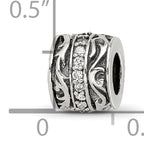 Sterling Silver Reflections CZ Antiqued Swirl Design Bead