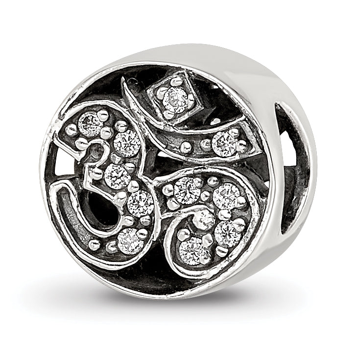 Sterling Silver Reflections Antiqued CZ Om Symbol Bead Main image