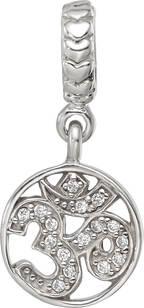 Sterling Silver Reflections CZ Om Symbol Dangle Bead