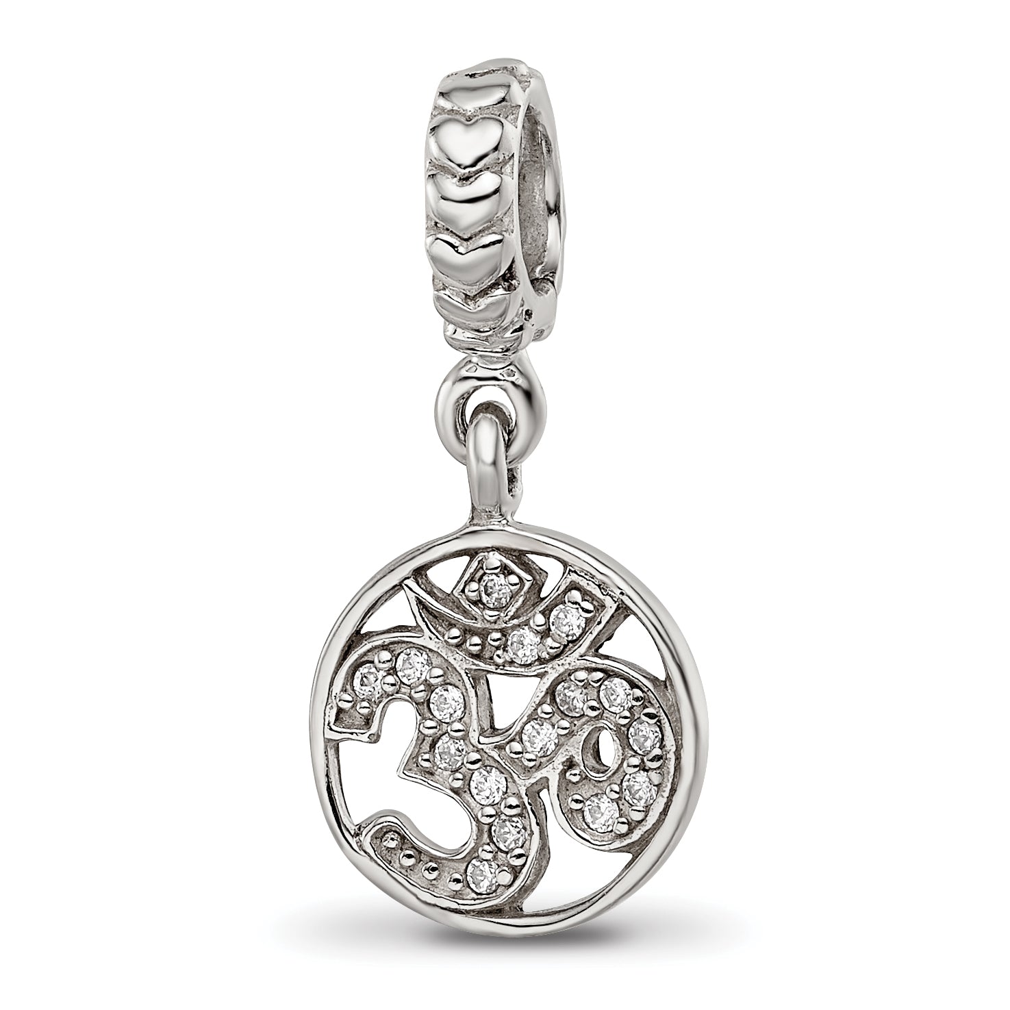 Sterling Silver Reflections CZ Om Symbol Dangle Bead Main image