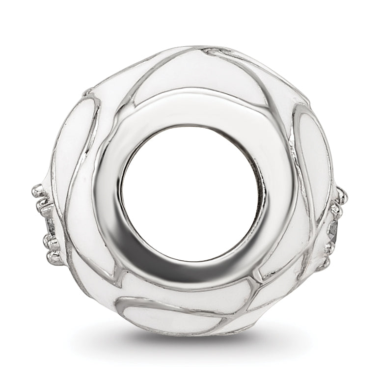 Sterling Silver Reflections White Enamel CZ Loop Pattern Bead