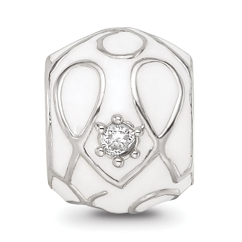 Sterling Silver Reflections White Enamel CZ Loop Pattern Bead