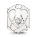 Sterling Silver Reflections White Enamel CZ Loop Pattern Bead