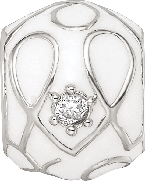 Sterling Silver Reflections White Enamel CZ Loop Pattern Bead