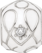 Sterling Silver Reflections White Enamel CZ Loop Pattern Bead