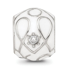 Sterling Silver Reflections White Enamel CZ Loop Pattern Bead