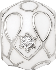 Sterling Silver Reflections White Enamel CZ Loop Pattern Bead