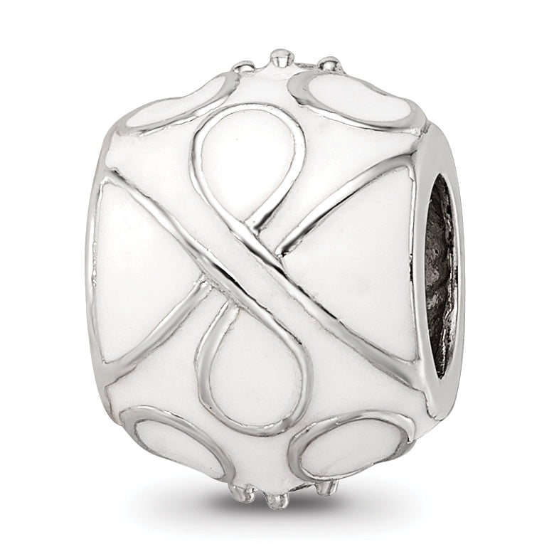 Sterling Silver Reflections White Enamel CZ Loop Pattern Bead