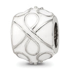 Sterling Silver Reflections White Enamel CZ Loop Pattern Bead