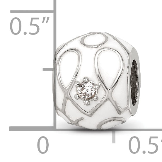 Sterling Silver Reflections White Enamel CZ Loop Pattern Bead