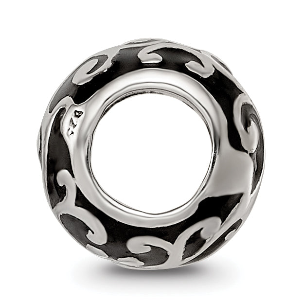 Sterling Silver Reflections Enamel Swirly Hearts Pattern Bead Secondary image