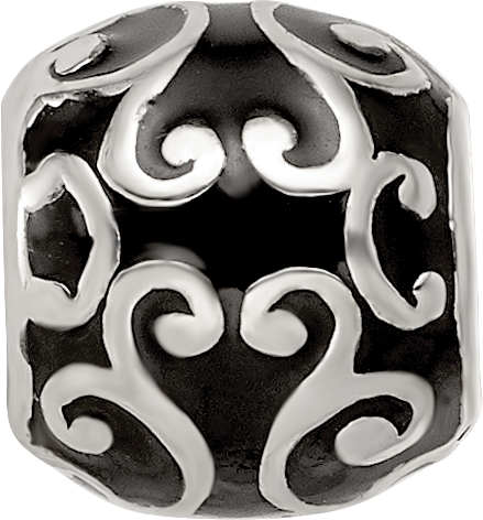 Sterling Silver Reflections Enamel Swirly Hearts Pattern Bead