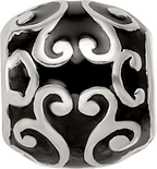 Sterling Silver Reflections Enamel Swirly Hearts Pattern Bead