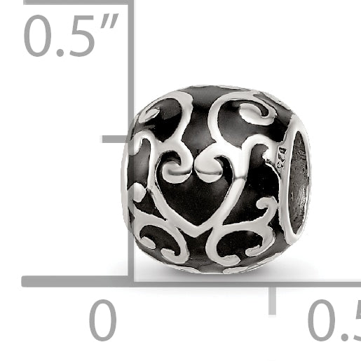 Sterling Silver Reflections Enamel Swirly Hearts Pattern Bead
