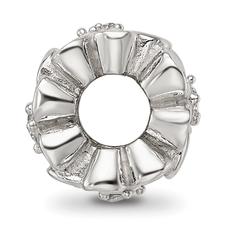 Sterling Silver Reflections White Enamel CZ Floral Bead Secondary image