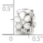Sterling Silver Reflections White Enamel CZ Floral Bead
