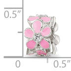 Sterling Silver Reflections Pink Enamel CZ Floral Bead