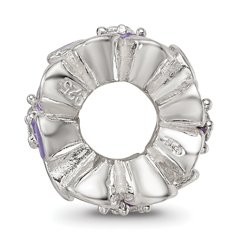 Sterling Silver Reflections Purple Enamel CZ Floral Bead Secondary image