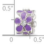 Sterling Silver Reflections Purple Enamel CZ Floral Bead