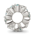 Sterling Silver Reflections Teal Enamel CZ Floral Bead