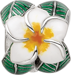 Sterling Silver Reflections Enamel Flower & Leaves Round Bead