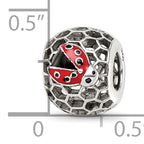Sterling Silver Reflections Rhodium-plated Enamel Lady Bug Bead