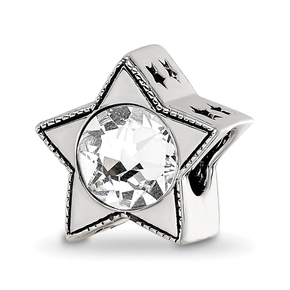 Sterling Silver Reflections Preciosa Crystal April Birthstone Star Bead Main image