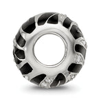 Sterling Silver Reflections Black Enamel Striped CZ Bead