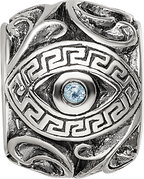 Sterling Silver Reflections CZ Aztec Eye & Pattern Round Bead