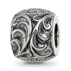 Sterling Silver Reflections CZ Aztec Eye & Pattern Round Bead