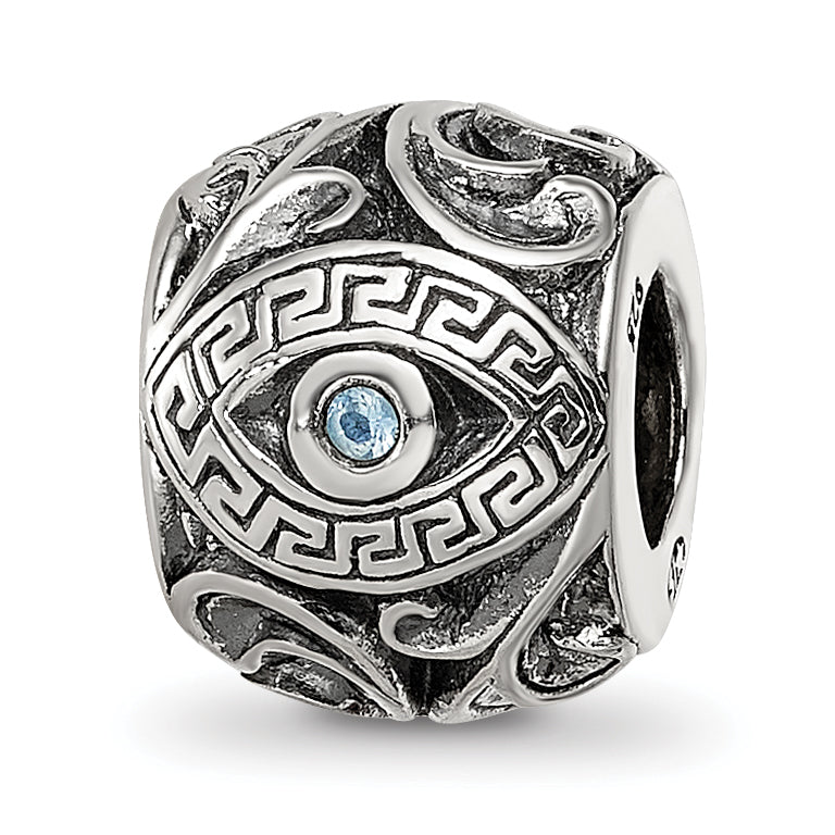 Sterling Silver Reflections CZ Aztec Eye & Pattern Round Bead Main image