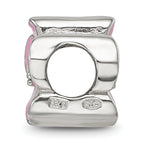 Sterling Silver Reflections Pink Enamel CZ Flower Bead