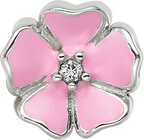 Sterling Silver Reflections Pink Enamel CZ Flower Bead
