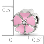 Sterling Silver Reflections Pink Enamel CZ Flower Bead