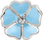 Sterling Silver Reflections Blue Enamel CZ Flower Bead