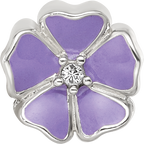 Sterling Silver Reflections Purple Enamel CZ Flower Bead