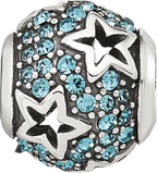 Sterling Silver Reflections Blue CZ Stars Round Bead