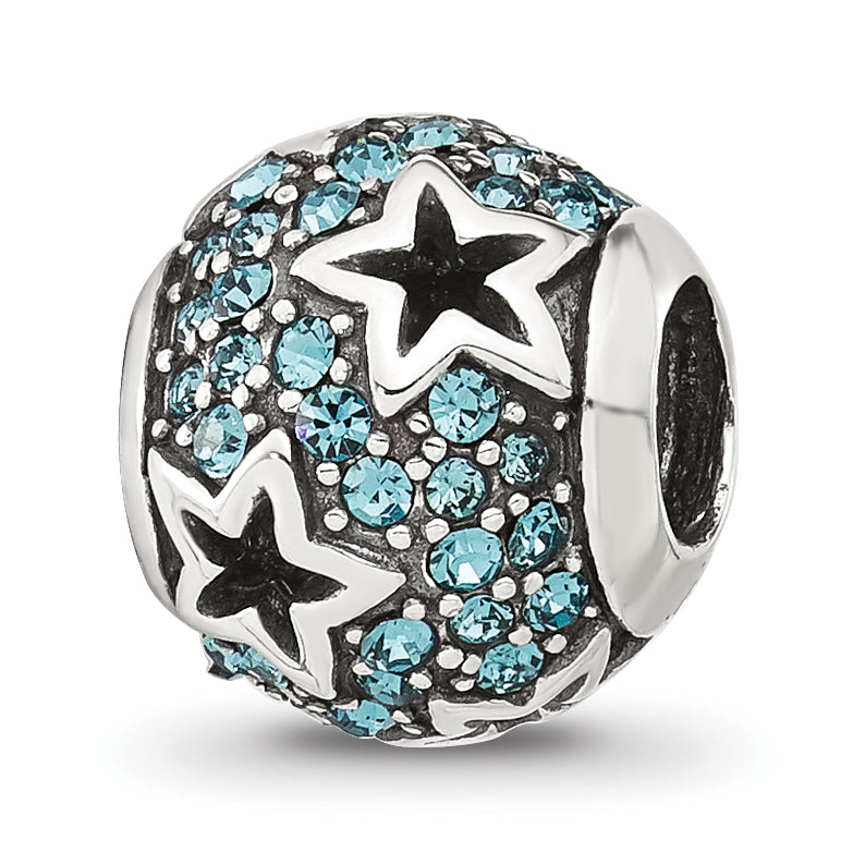 Sterling Silver Reflections Blue CZ Stars Round Bead Main image