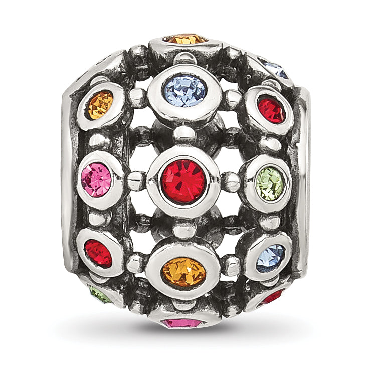 Sterling Silver Reflections Multi-color CZ Round Bead