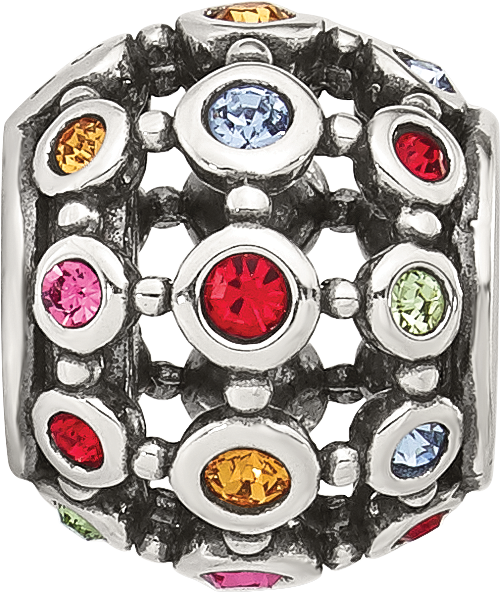 Sterling Silver Reflections Multi-color CZ Round Bead