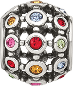 Sterling Silver Reflections Multi-color CZ Round Bead