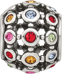 Sterling Silver Reflections Multi-color CZ Round Bead