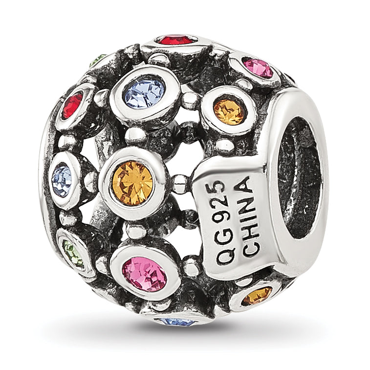 Sterling Silver Reflections Multi-color CZ Round Bead