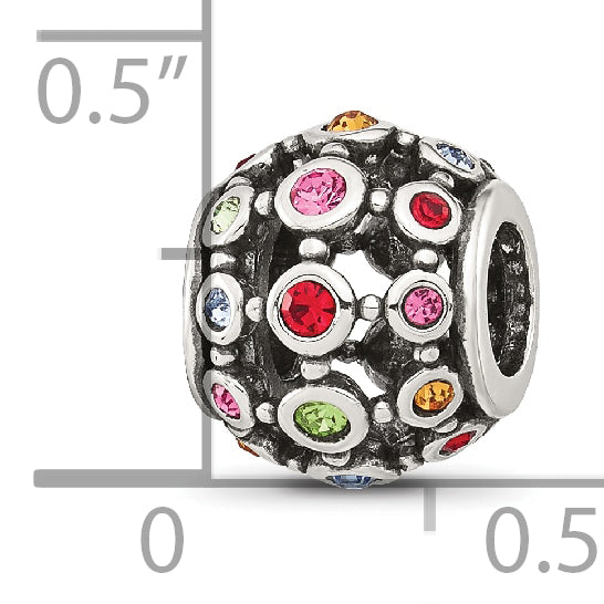 Sterling Silver Reflections Multi-color CZ Round Bead