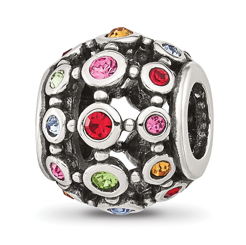 Sterling Silver Reflections Multi-color CZ Round Bead