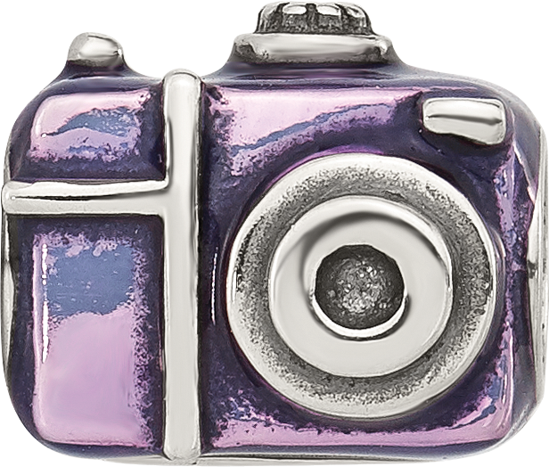 Sterling Silver Reflections Purple Enamel Camera Bead